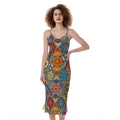 Mandala Star Bohemian Pattern Print Slim Fit Midi Cami Dress