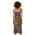 Mandala Star Bohemian Pattern Print Slim Fit Midi Cami Dress