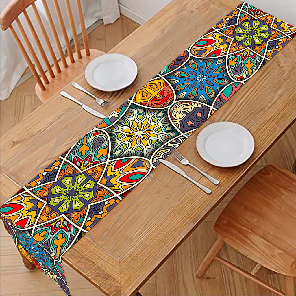 Mandala Star Bohemian Pattern Print Table Runner