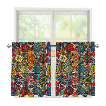 Mandala Star Bohemian Pattern Print Tier Curtains