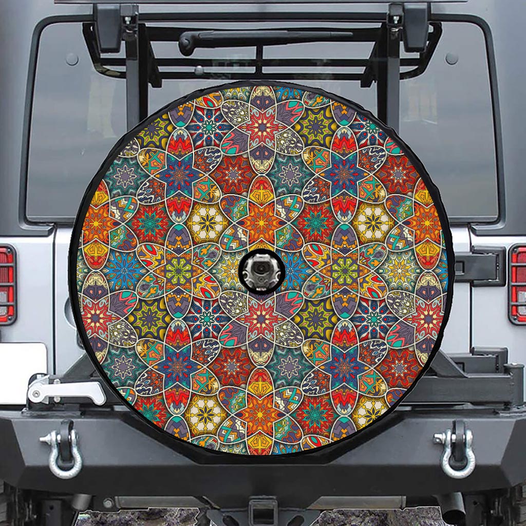 Mandala Star Bohemian Pattern Print Tire Cover With Camera Hole