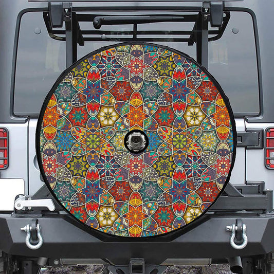 Mandala Star Bohemian Pattern Print Tire Cover With Camera Hole