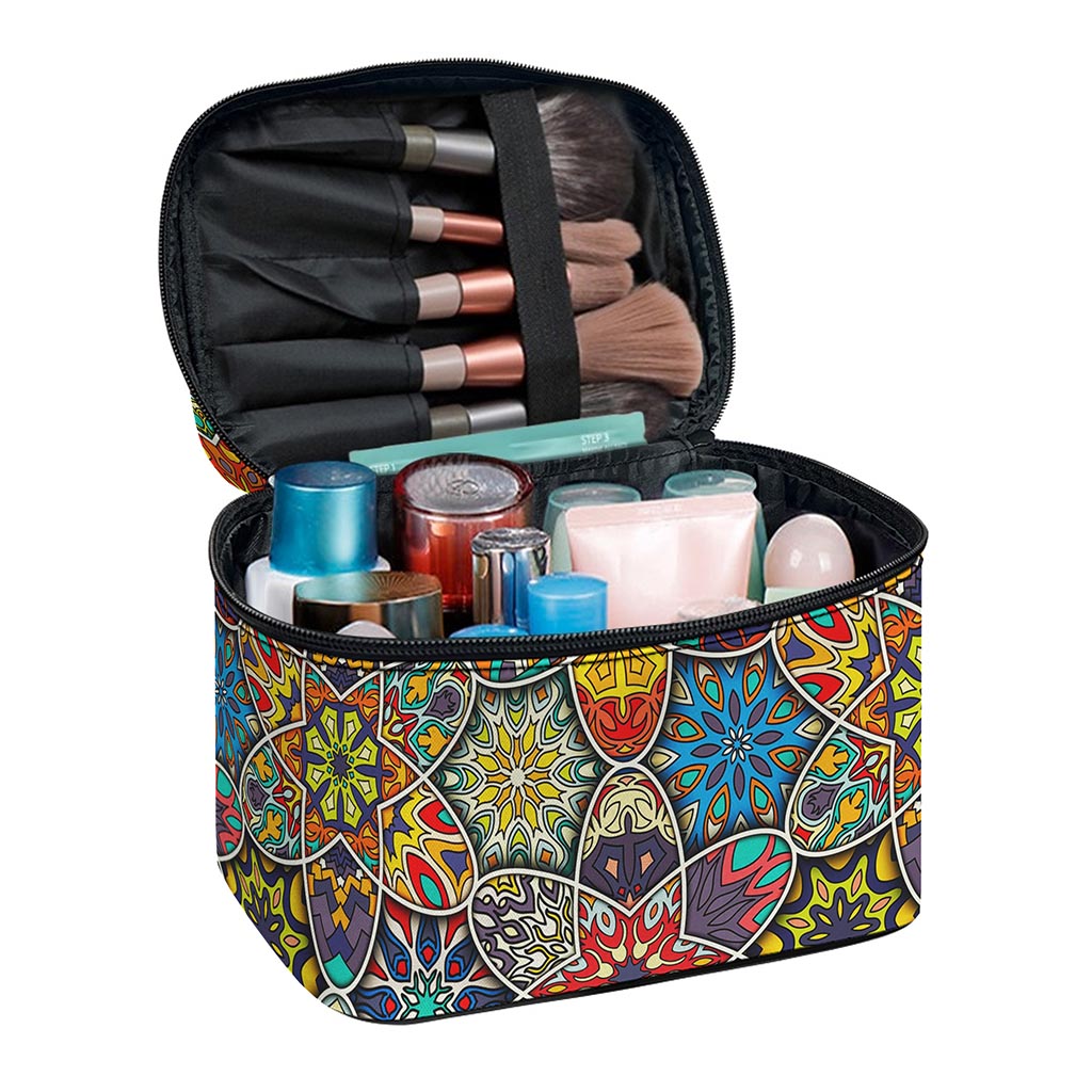 Mandala Star Bohemian Pattern Print Travel Makeup Bag