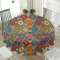 Mandala Star Bohemian Pattern Print Waterproof Round Tablecloth