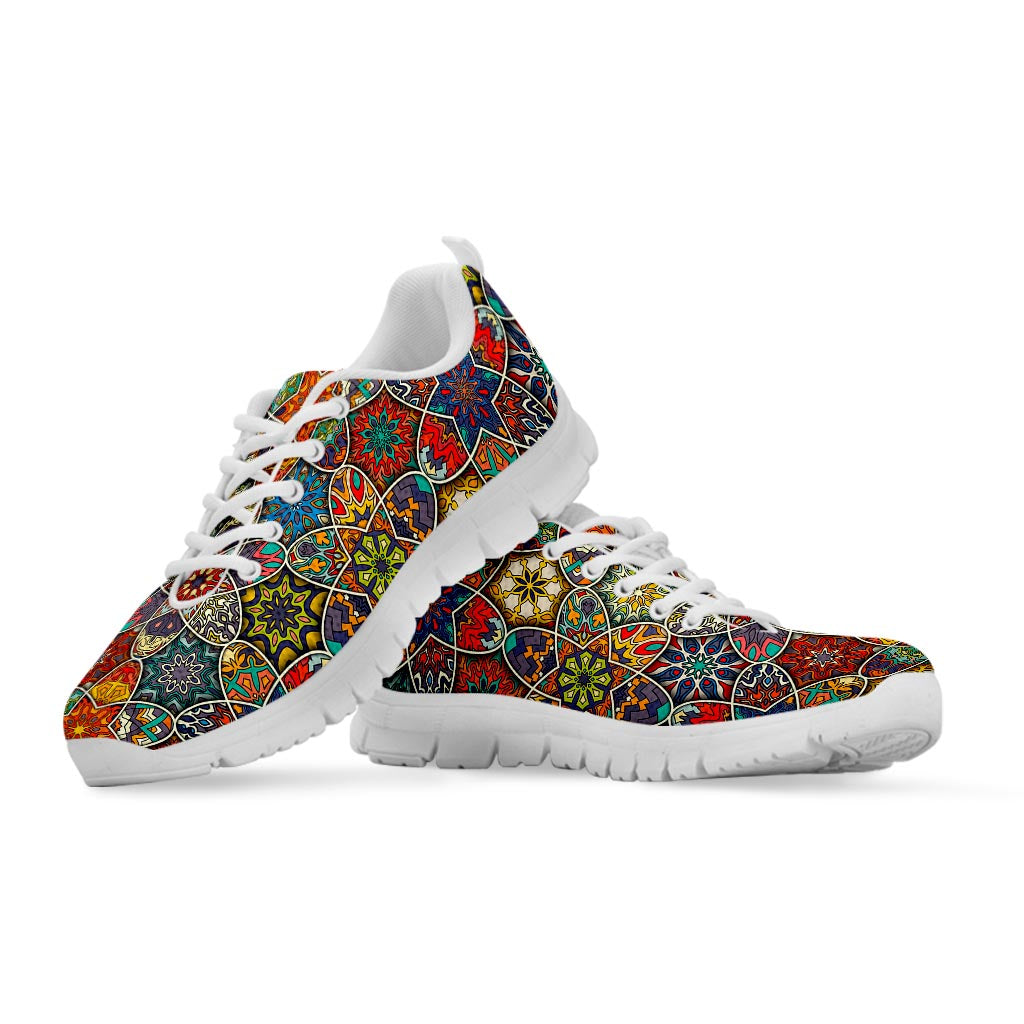 Mandala Star Bohemian Pattern Print White Running Shoes