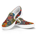 Mandala Star Bohemian Pattern Print White Slip On Sneakers