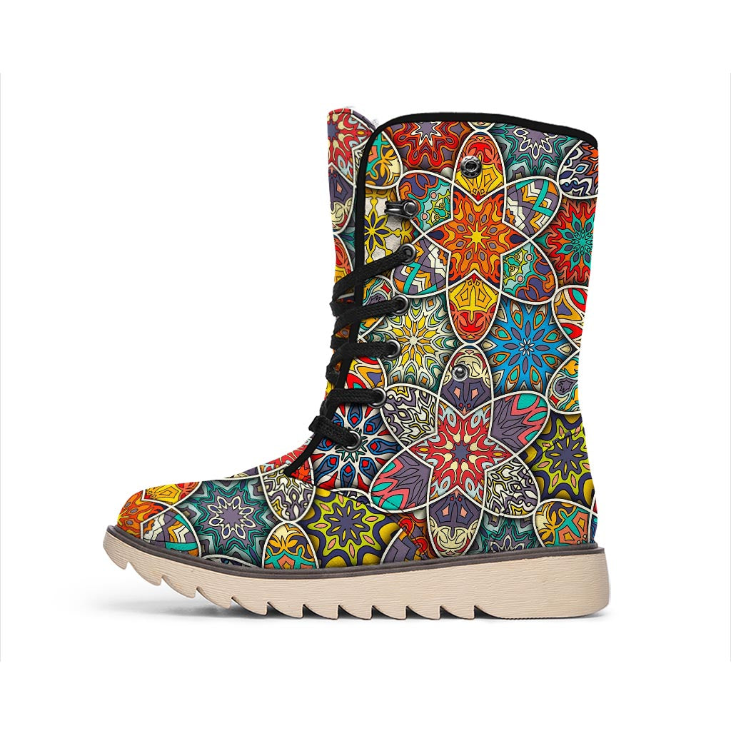 Mandala Star Bohemian Pattern Print Winter Boots