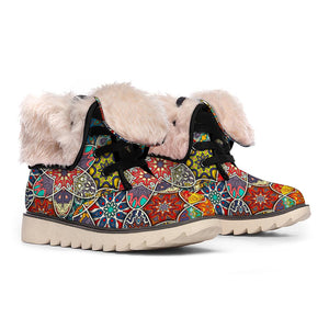 Mandala Star Bohemian Pattern Print Winter Boots