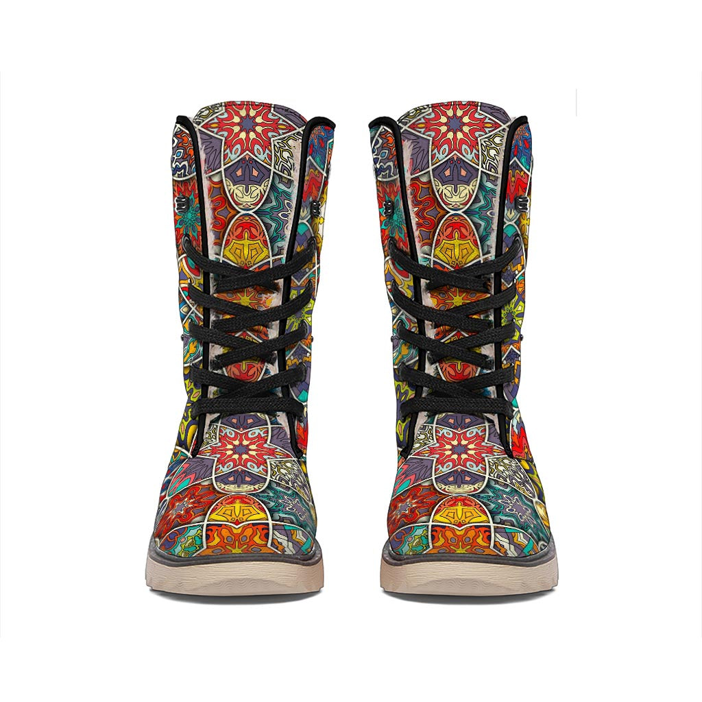 Mandala Star Bohemian Pattern Print Winter Boots