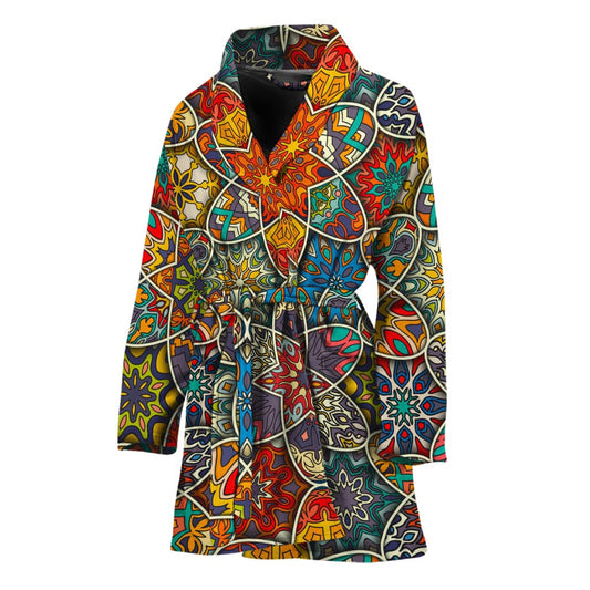 Mandala Star Bohemian Pattern Print Women's Bathrobe