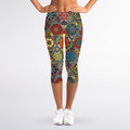 Mandala Star Bohemian Pattern Print Women's Capri Leggings