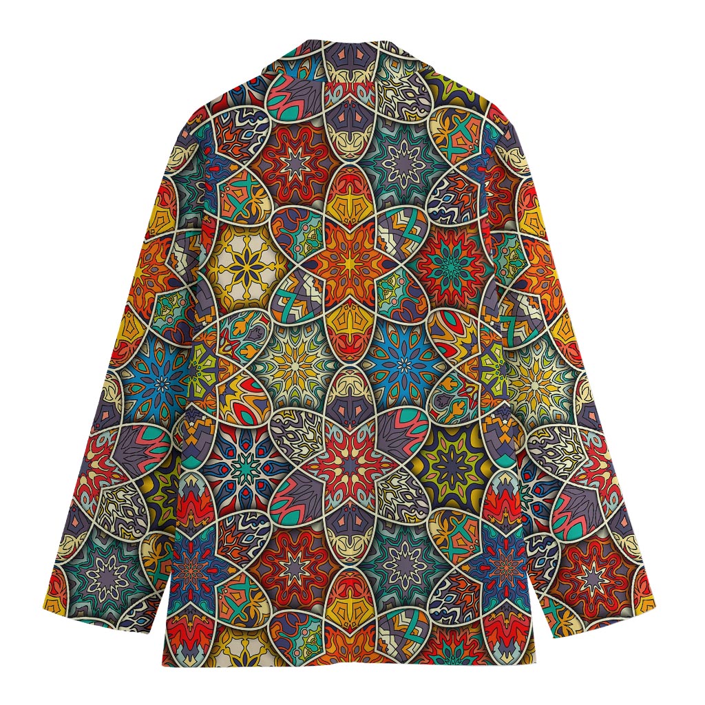 Mandala Star Bohemian Pattern Print Women's Cotton Blazer