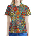 Mandala Star Bohemian Pattern Print Women's Polo Shirt