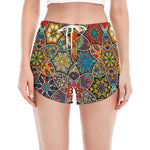 Mandala Star Bohemian Pattern Print Women's Split Running Shorts