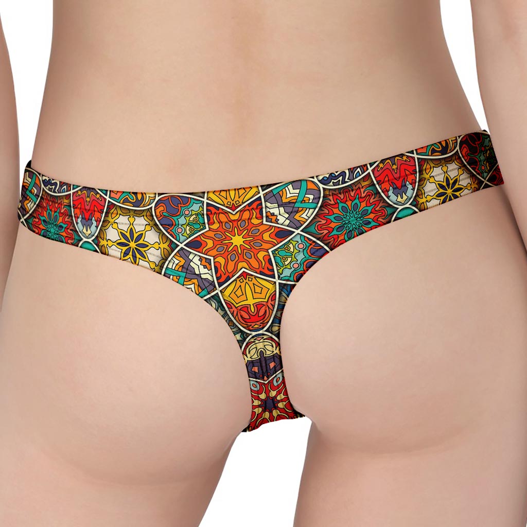 Mandala Star Bohemian Pattern Print Women's Thong