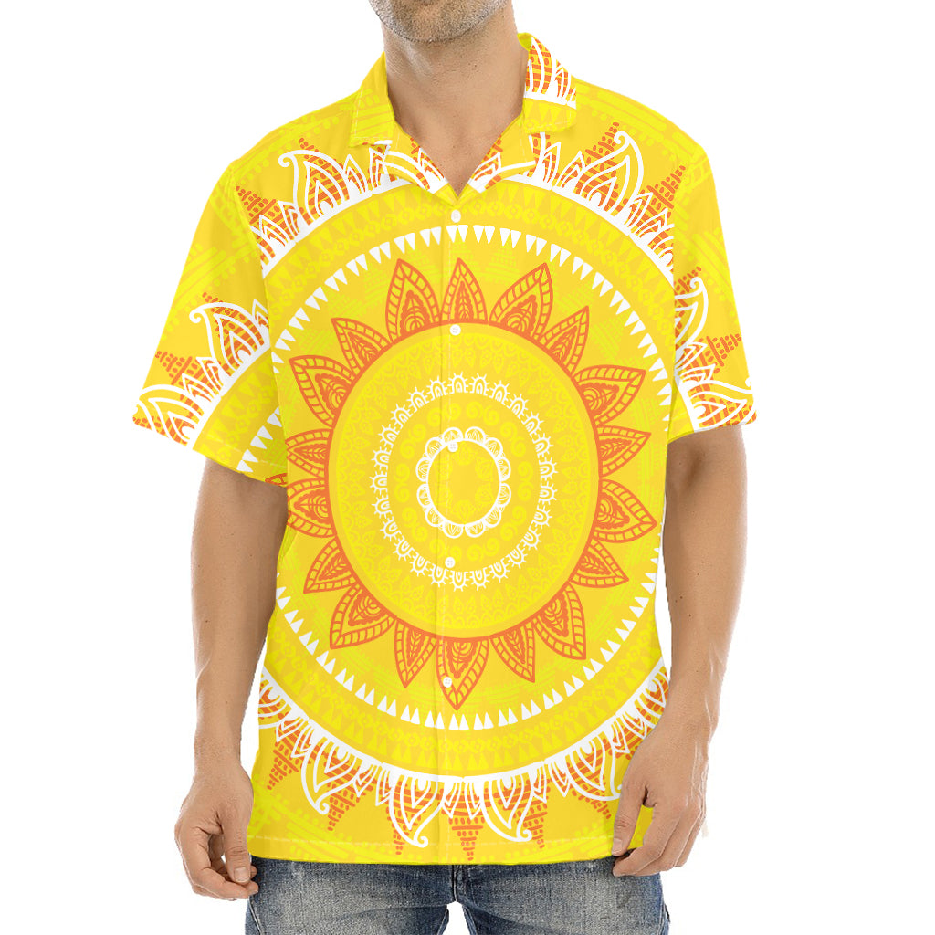 Mandala Sun Print Aloha Shirt