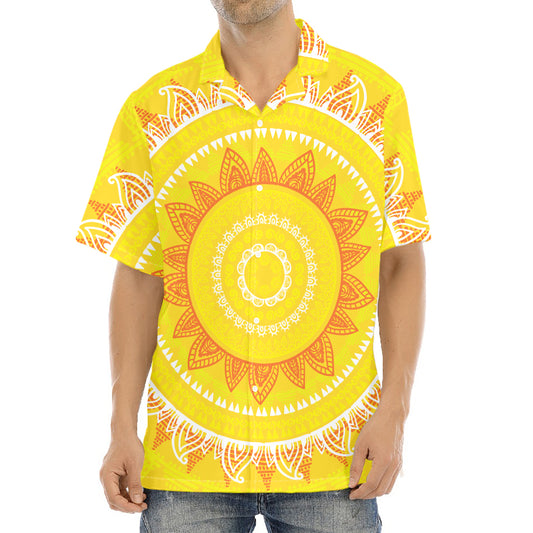 Mandala Sun Print Aloha Shirt