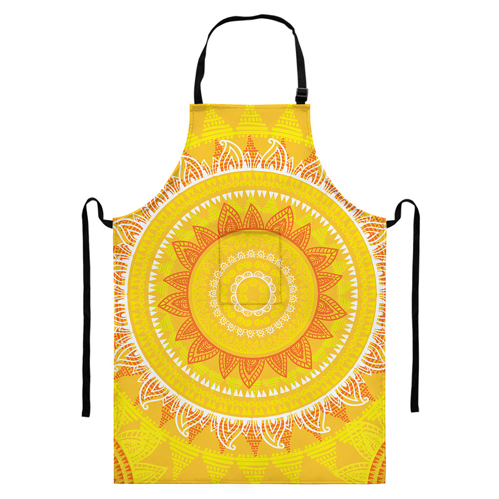 Mandala Sun Print Bib Apron With Pocket