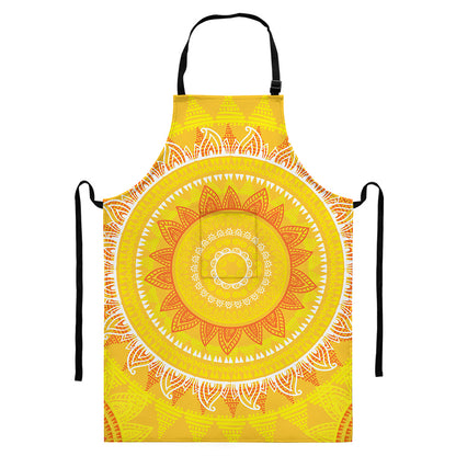 Mandala Sun Print Bib Apron With Pocket