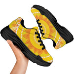 Mandala Sun Print Black Chunky Shoes
