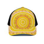 Mandala Sun Print Black Mesh Trucker Cap