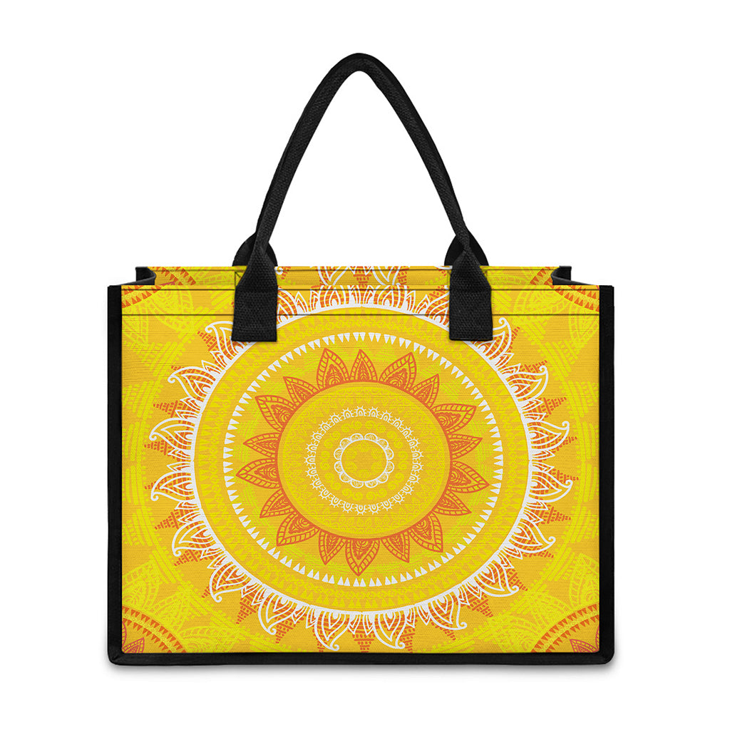 Mandala Sun Print Canvas Tote Bag