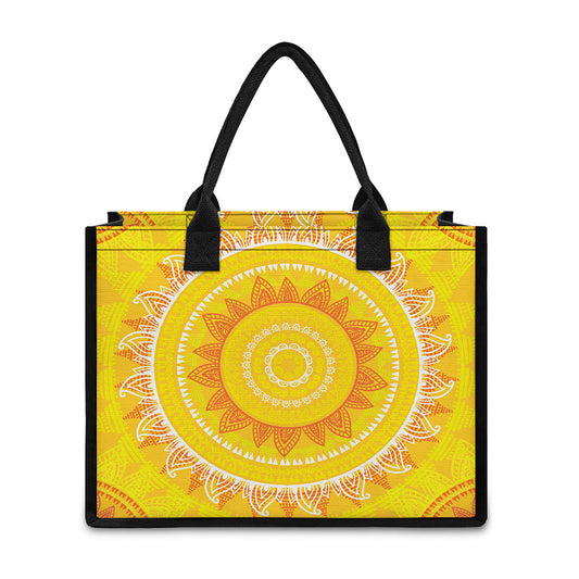 Mandala Sun Print Canvas Tote Bag