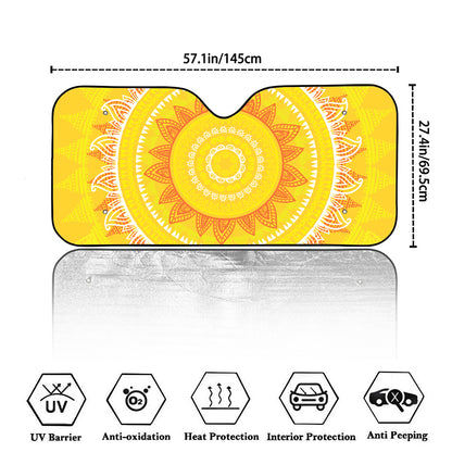 Mandala Sun Print Car Windshield Sun Shade
