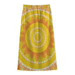 Mandala Sun Print Cotton Front Slit Maxi Skirt
