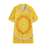 Mandala Sun Print Cotton Hawaiian Shirt