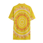 Mandala Sun Print Cotton Hawaiian Shirt