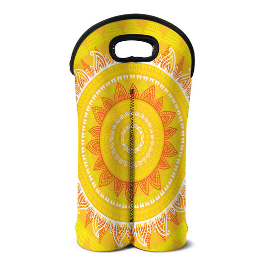 Mandala Sun Print Double Neoprene Wine Tote