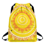 Mandala Sun Print Drawstring Backpack