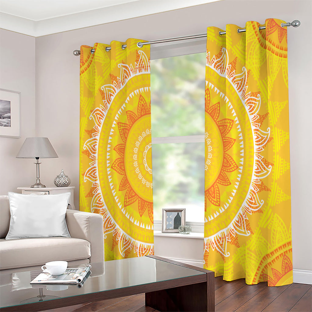 Mandala Sun Print Extra Wide Grommet Curtains