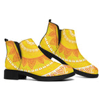 Mandala Sun Print Flat Ankle Boots