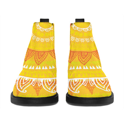 Mandala Sun Print Flat Ankle Boots