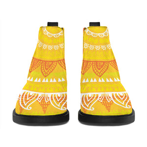 Mandala Sun Print Flat Ankle Boots