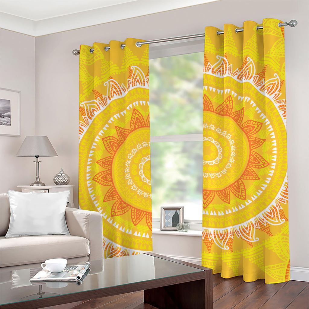 Mandala Sun Print Grommet Curtains