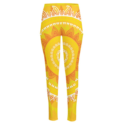 Mandala Sun Print High-Waisted Pocket Leggings