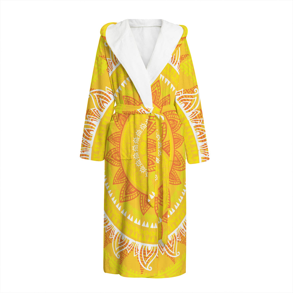 Mandala Sun Print Hooded Bathrobe