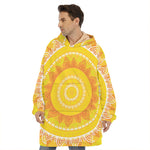 Mandala Sun Print Hoodie Blanket