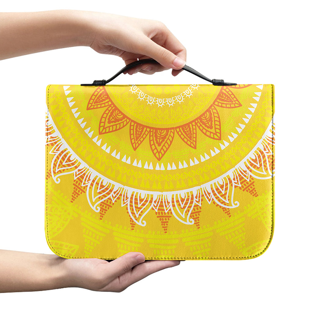 Mandala Sun Print Leather Bible Cover