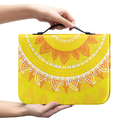 Mandala Sun Print Leather Bible Cover