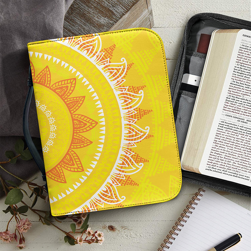 Mandala Sun Print Leather Bible Cover