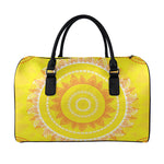 Mandala Sun Print Leather Duffle Bag