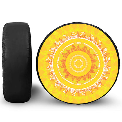 Mandala Sun Print Leather Spare Tire Cover