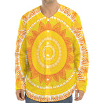 Mandala Sun Print Long Sleeve Baseball Jersey