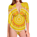 Mandala Sun Print Long Sleeve Swimsuit