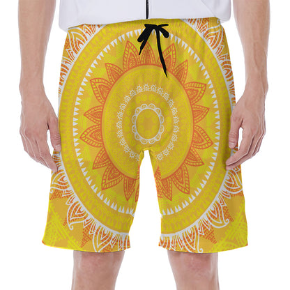 Mandala Sun Print Men's Beach Shorts