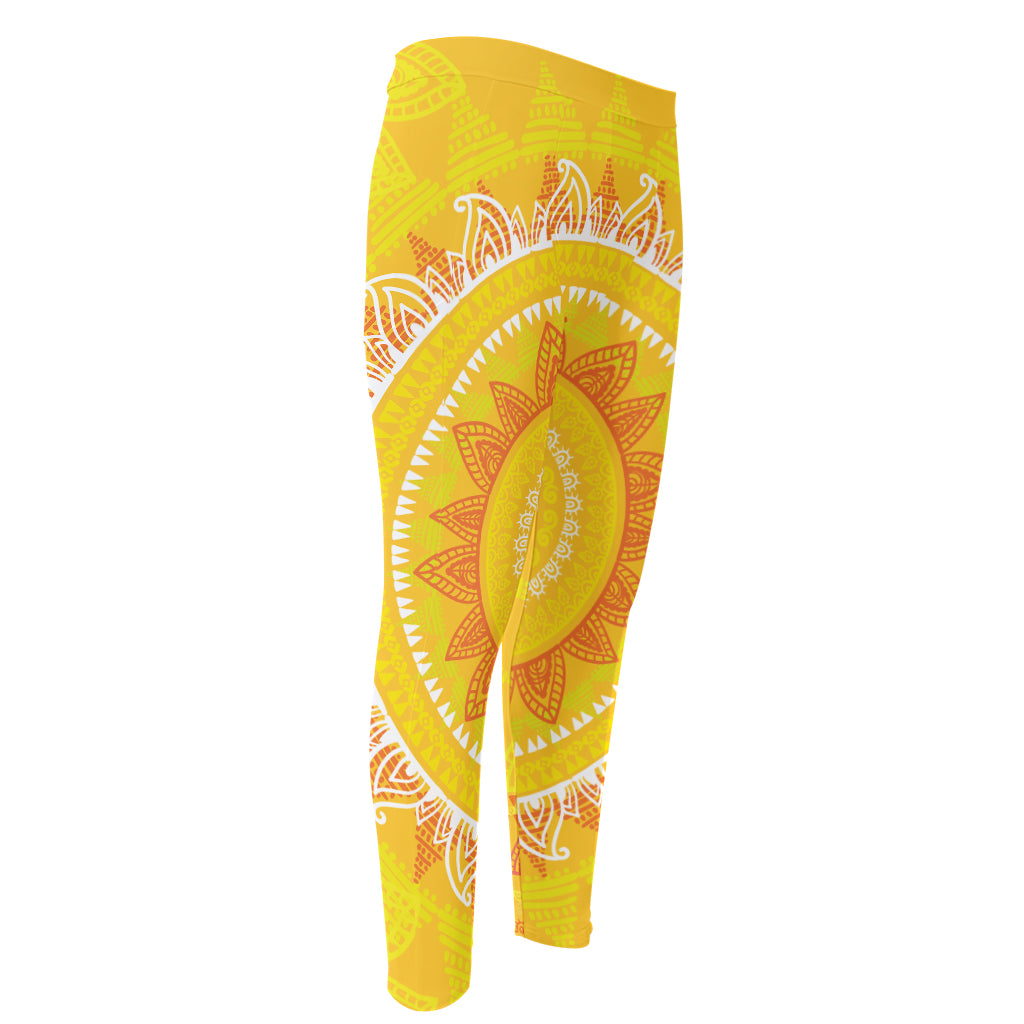 Mandala Sun Print Men's Compression Pants